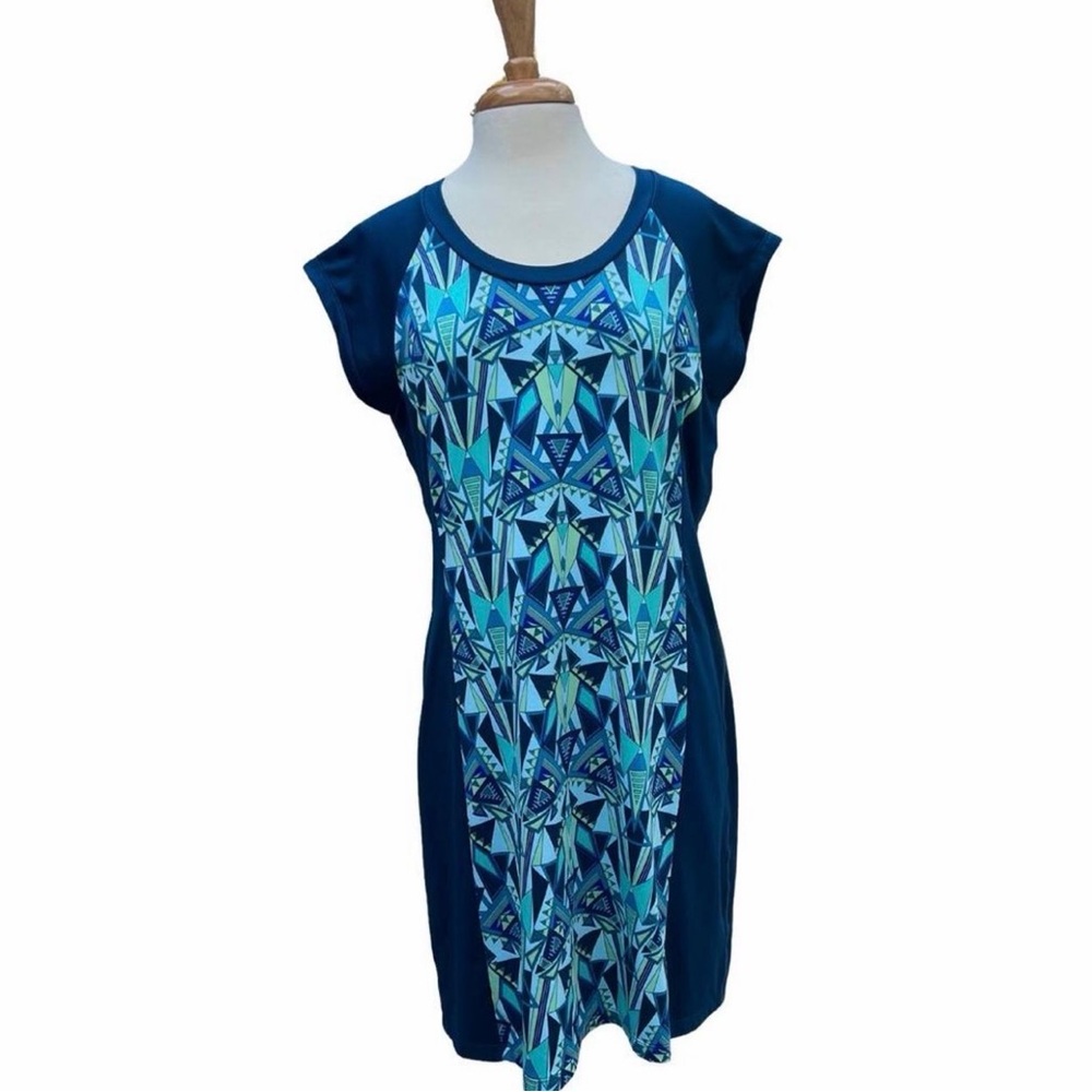 Geometric Blue and Green Dress